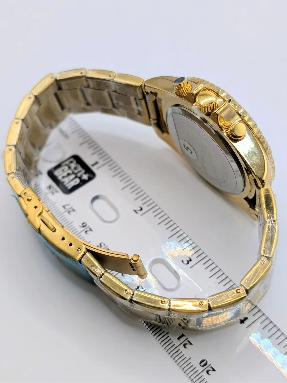 Genoa Gold Men's Stainless Steel Sports Watch with Rainbow Crystal Bezel